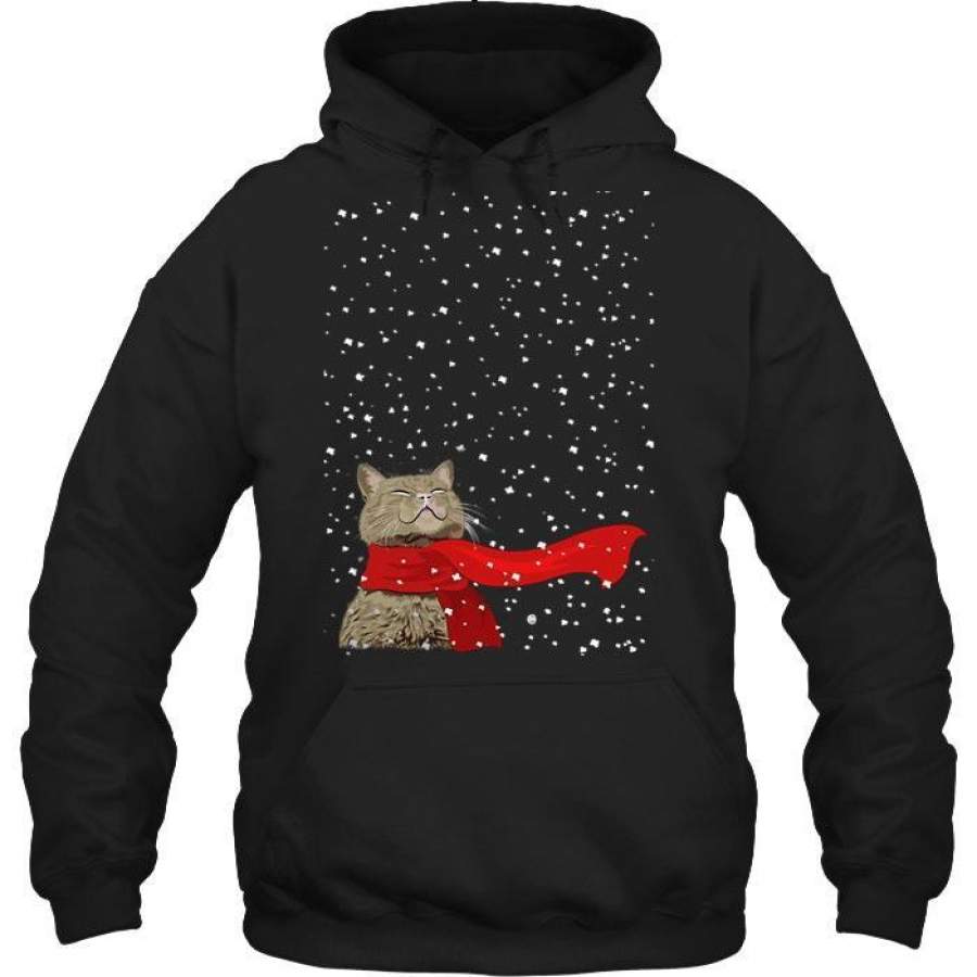 Cat Snow Waiting For Christmas Gift Hoodie
