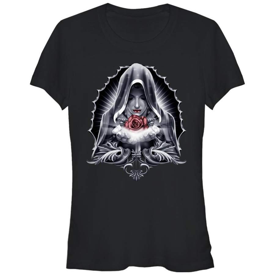 Aztlan Junior’s Virgin Mary Rose  T Shirt Black S