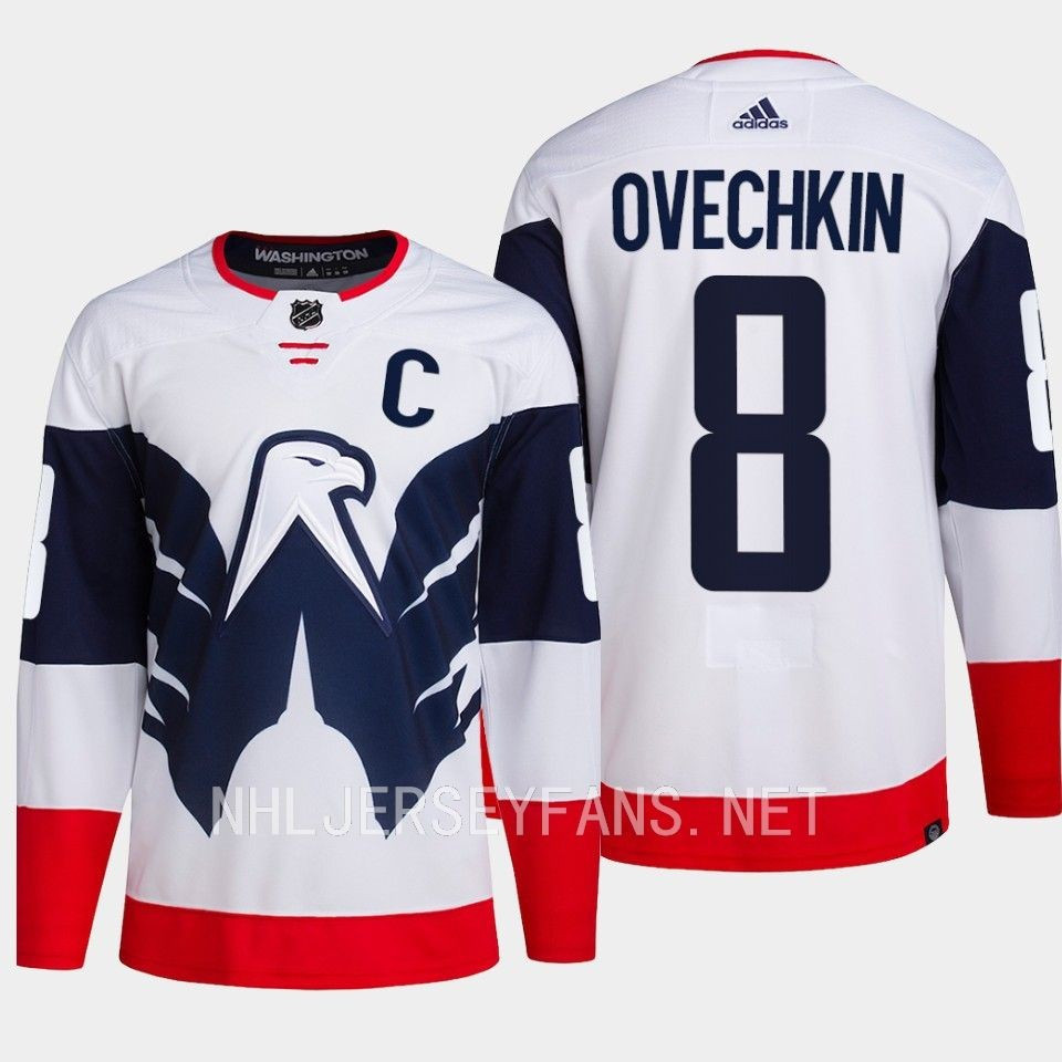 Alexander Ovechkin 8 Washington Capitals 2023 Jersey Stadium White Primegreen