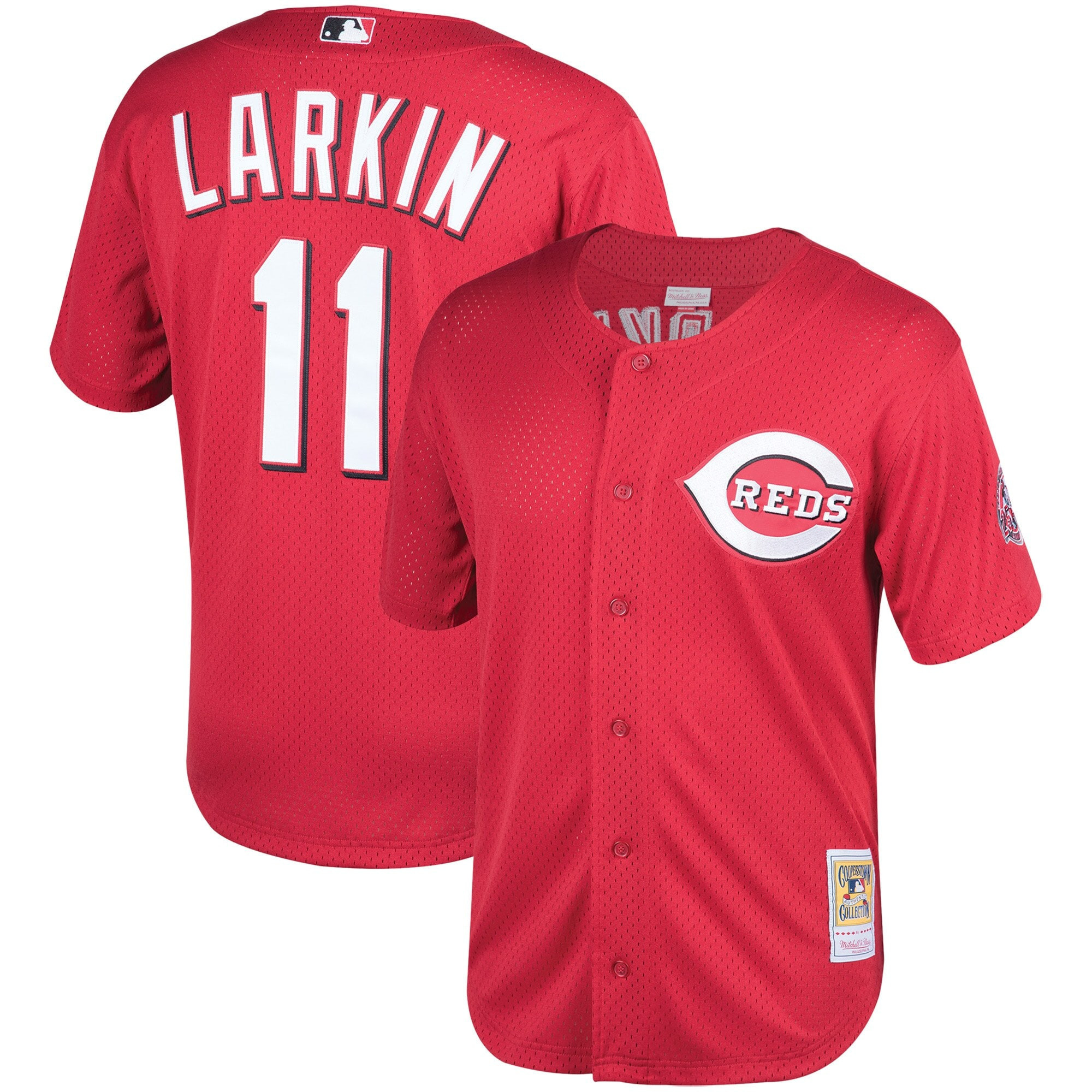 Barry Larkin Cincinnati Reds Mitchell & Ness Throwback Cooperstown Mesh Batting Practice Jersey – Red MLB