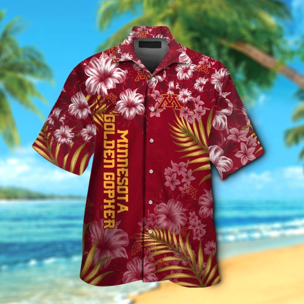 Minnesota Golden Gophers Short Sleeve Button Up Tropical Hawaiian Shirt Ver01