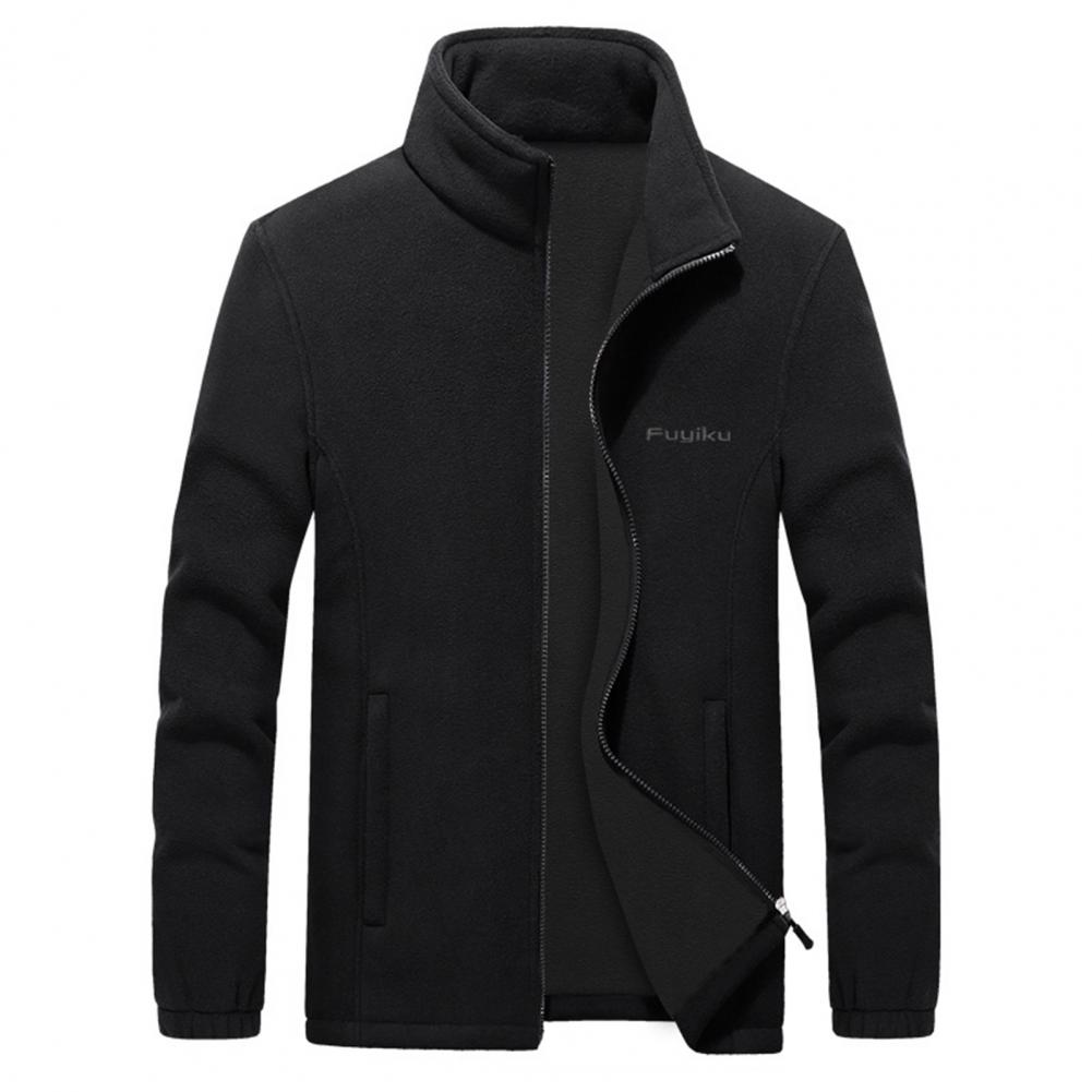 Stand Collar Long SleevesStitching Pockets Zipper Placket Men Jacket Autumn Winter Loose Double Sided Polar Fleece Warm Overcoat alx