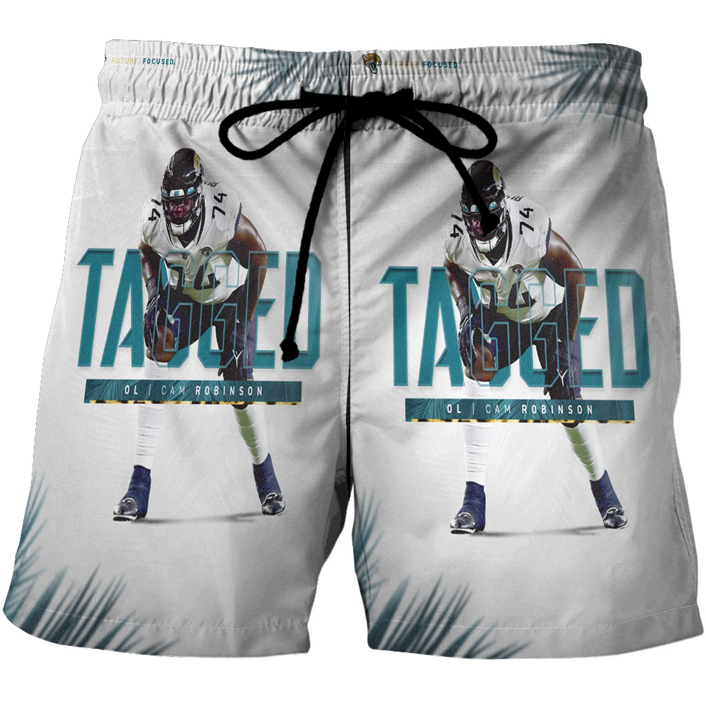 Jacksonville Jaguars Tagged Cam Robinson 3D All Over Print Summer Beach Hawaiian Short