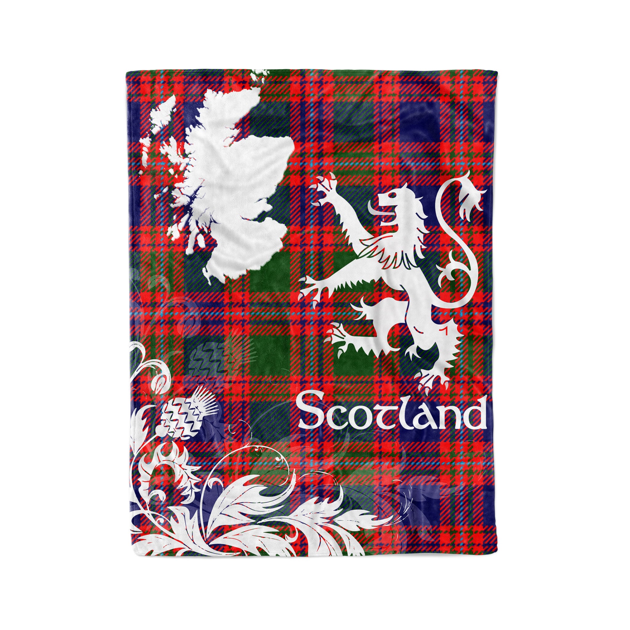 Tartan Plaid Fleece Blanket Tartan Blanket Thistle And Lion Scottish Clan Macintyre Plaid Blanket