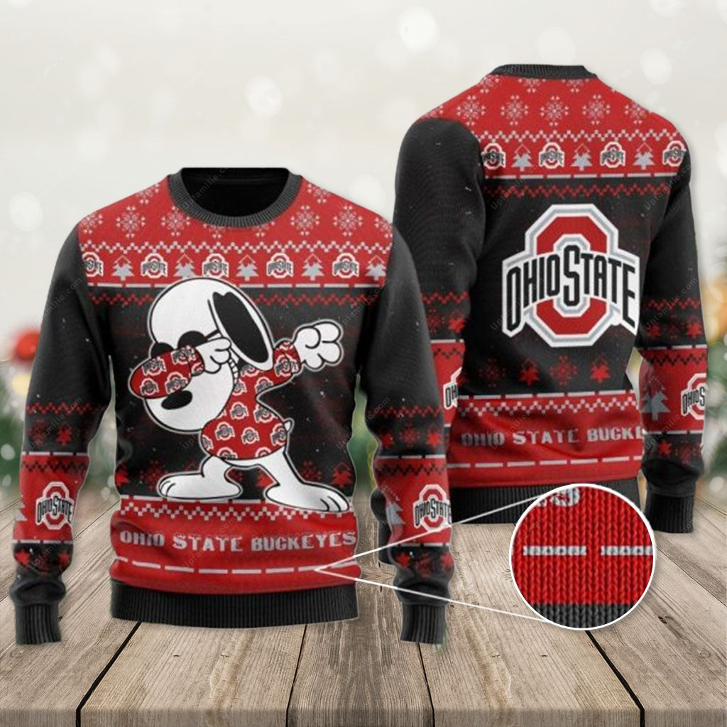 Ohio State Ugly Christmas Sweater, Snoopy Dabbing Ugly Christmas Sweater 3D, Presents For Christmas T-Shirt