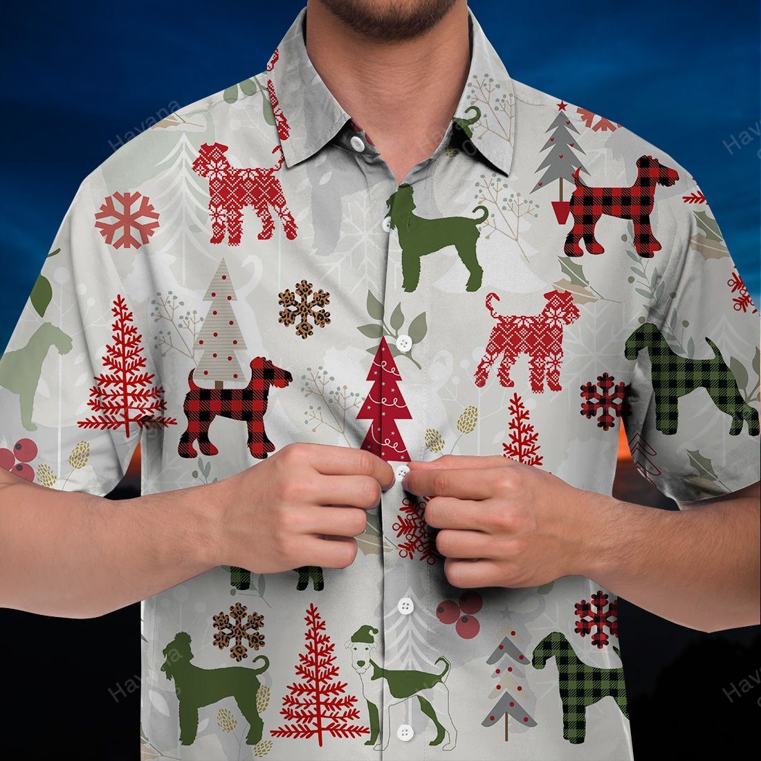 Airedale Terrier Hawaiian Shirt Christmas Flannel V2