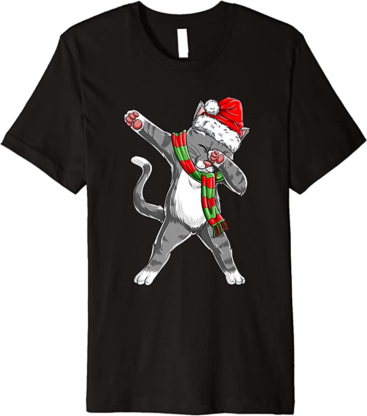 Cat Dabbing Santa Xmas 2021 For Kitten Lovers Pajama Holiday Premium T-Shirt