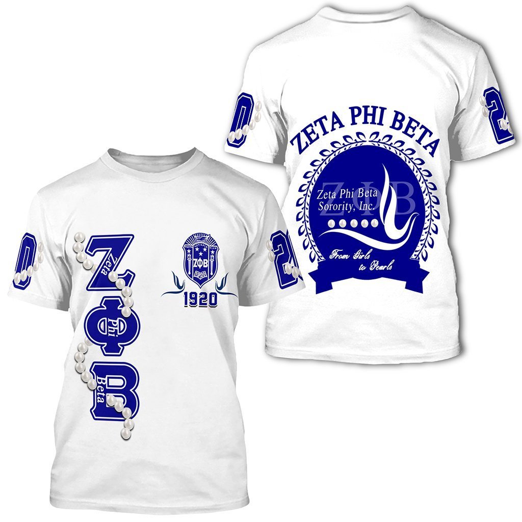 Sorority Tshirt – Zeta Phi Beta Pearl White Tshirt