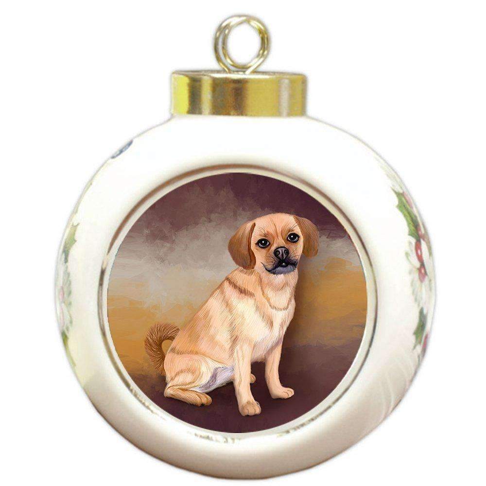 Puggle Puppy Round Ball Christmas Ornament Rbpor48064