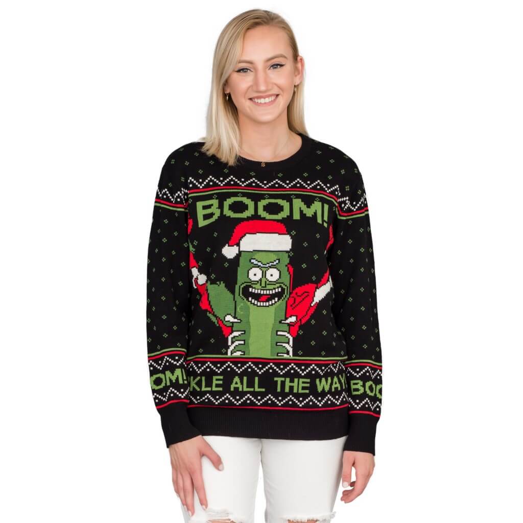 Women’S Rick And Morty Boom! Picklerick Ugly Christmas Sweater