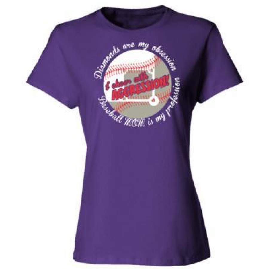 AGR Diamonds Are My Obsession I Cheer With Aggression Baseball Mom Is My Profession – Ladies’ Cotton T-Shirt