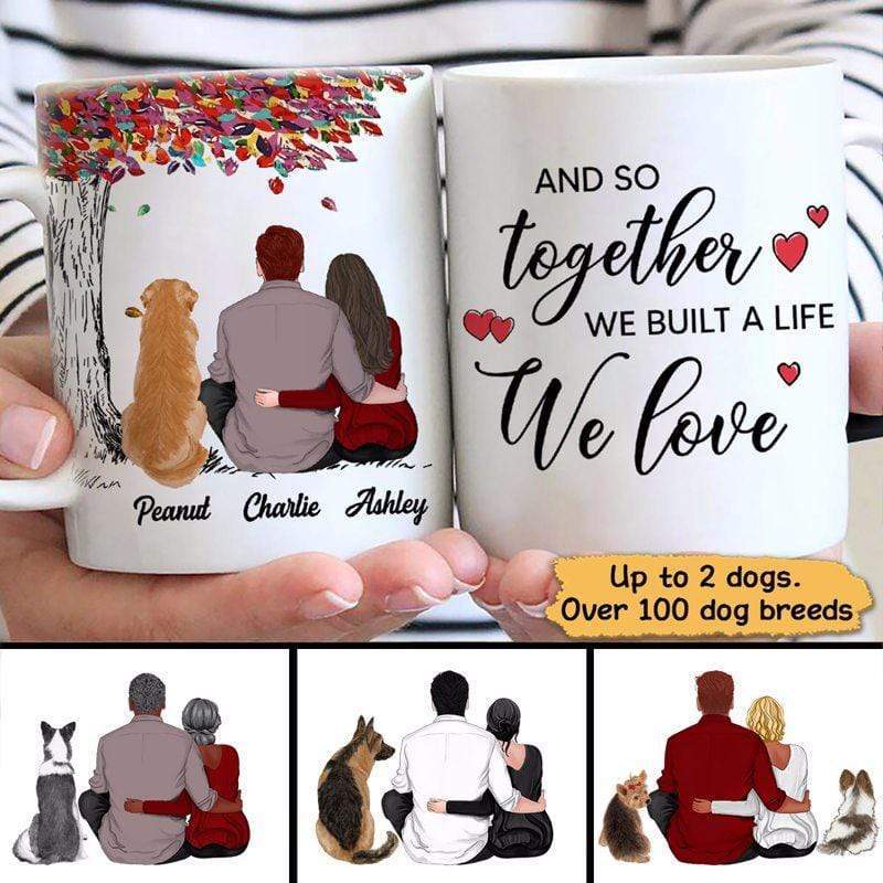 Dogs Colorful Tree Couple Built A Life Personalized Coffee Mug