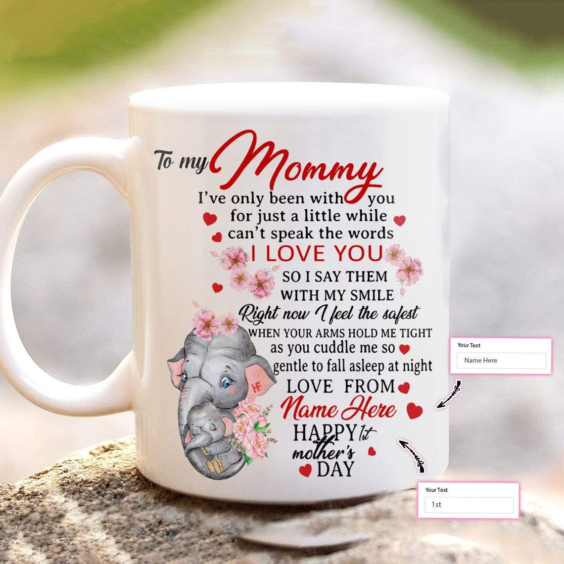 Gift for Mother Personalized Gift For Mom Elephant Princess Mug #H