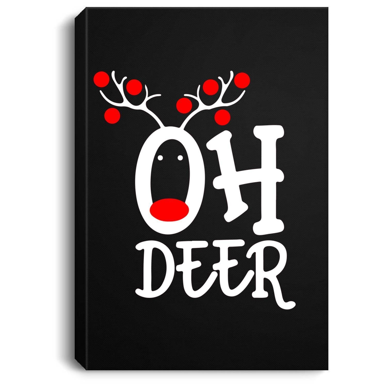 Oh Deer Cute Reindeer Christmas Shirt Portrait Canvas Wall Art