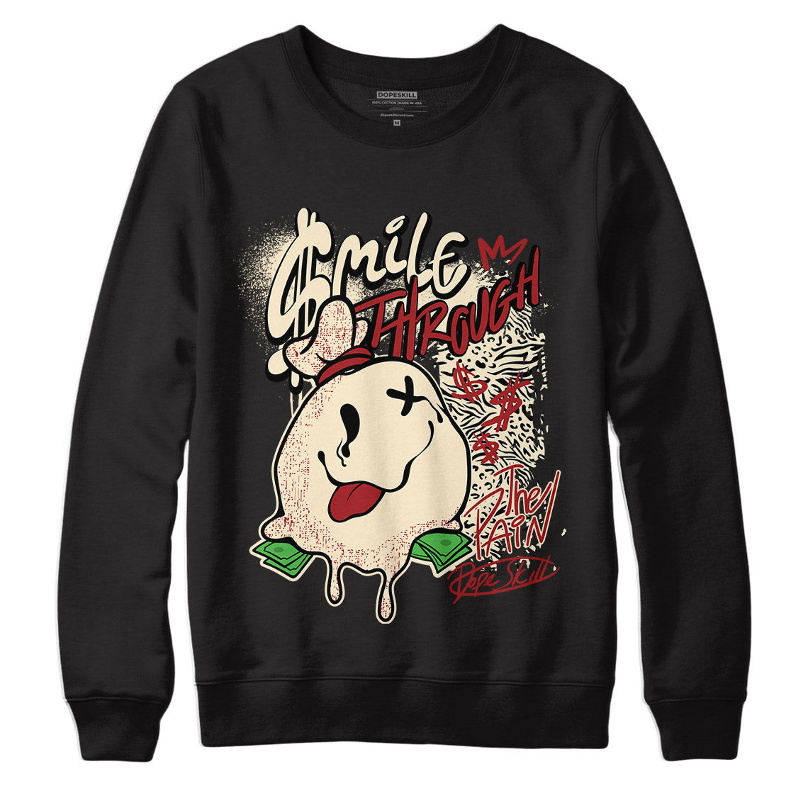 Smile Through The Pain Crewneck Sweatshirt Match Jordan 11 Animal Instinct