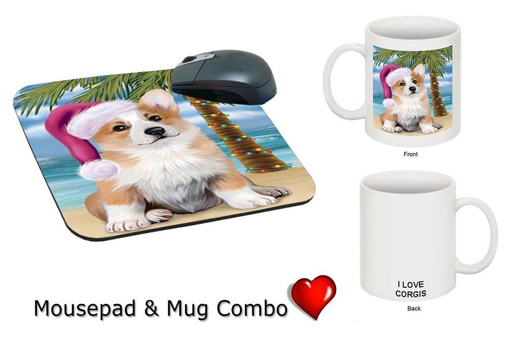 Summertime Corgi Puppy On Beach Christmas Mug & Mousepad Combo Gift Set Mmcg1109