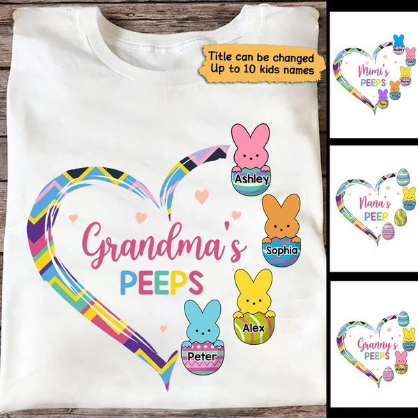 Grandma‘S Peeps Heart Easter Personalized Shirt