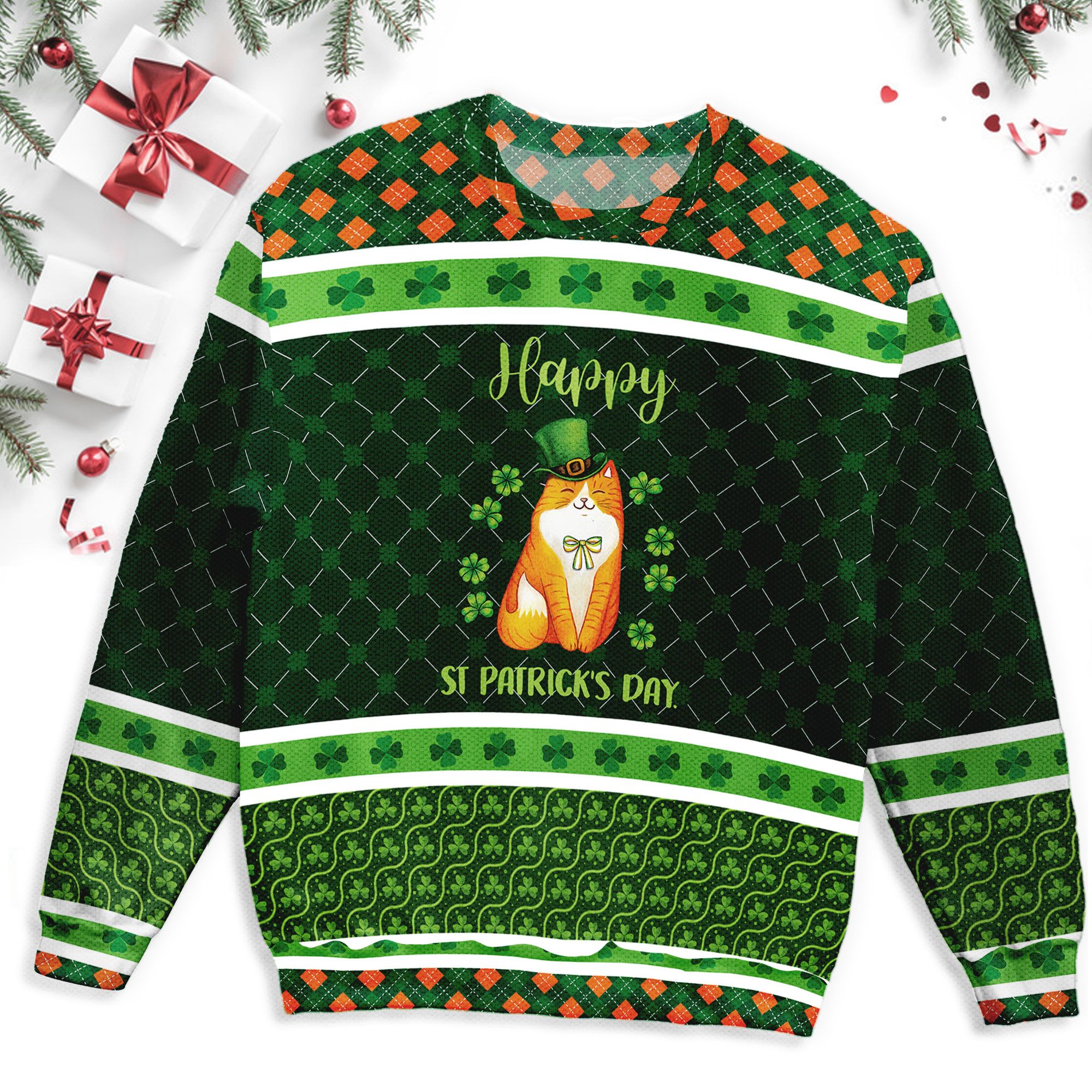 Cat Happy Patrick’s Day Ugly Sweater