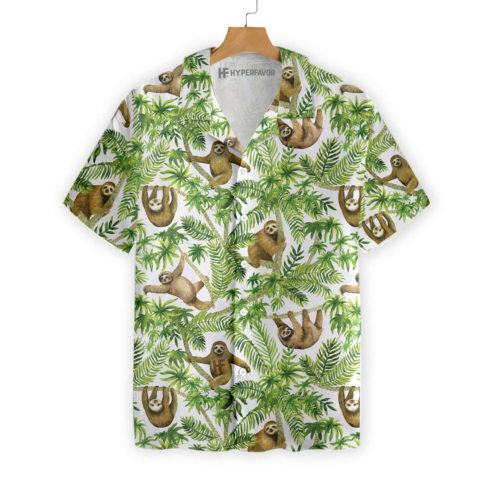 Tropical Sloth Seamless Pattern Hawaii Shirt Ha100612