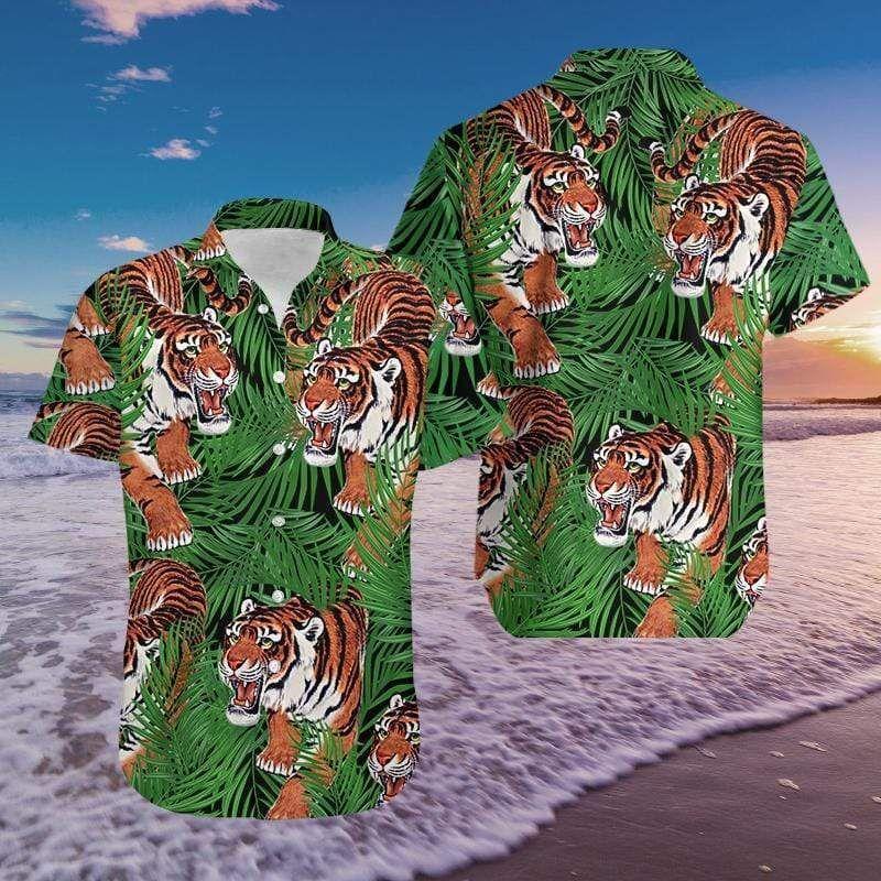 Beach Shirt Cover Your Body With Amazing Tiger Tropical Hawaiian Shirts Dh