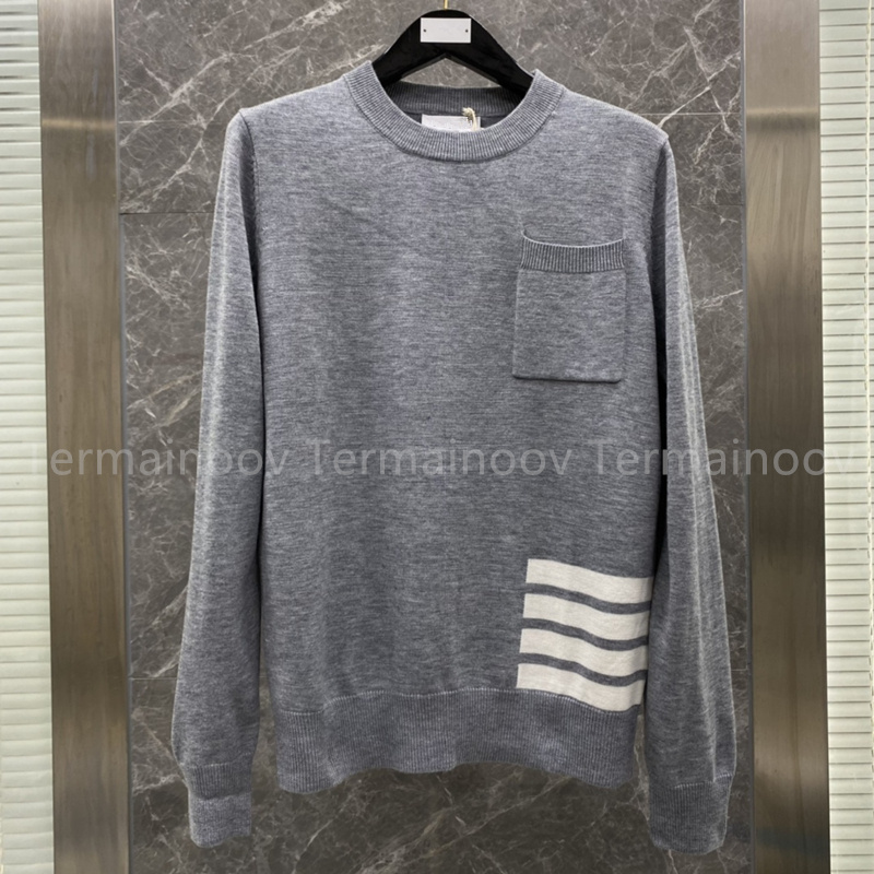 Casual Pullover Sweater Male Female Waist 4 Bars Luxury Design Sweater Wool Quality Slim Fit Jumpers Korean Style Fashion Knit alx