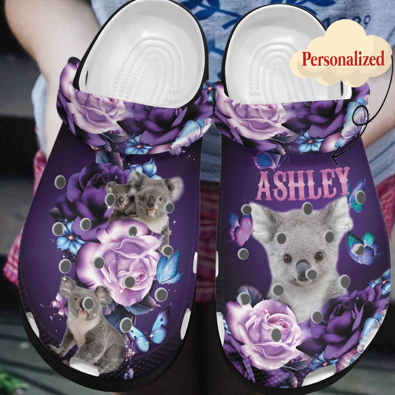 Koala Personalized Clog, Custom Name, Text, Color, Number Fashion Style For Women, Men, Kid, Print 3D Amazing Purple Koalas