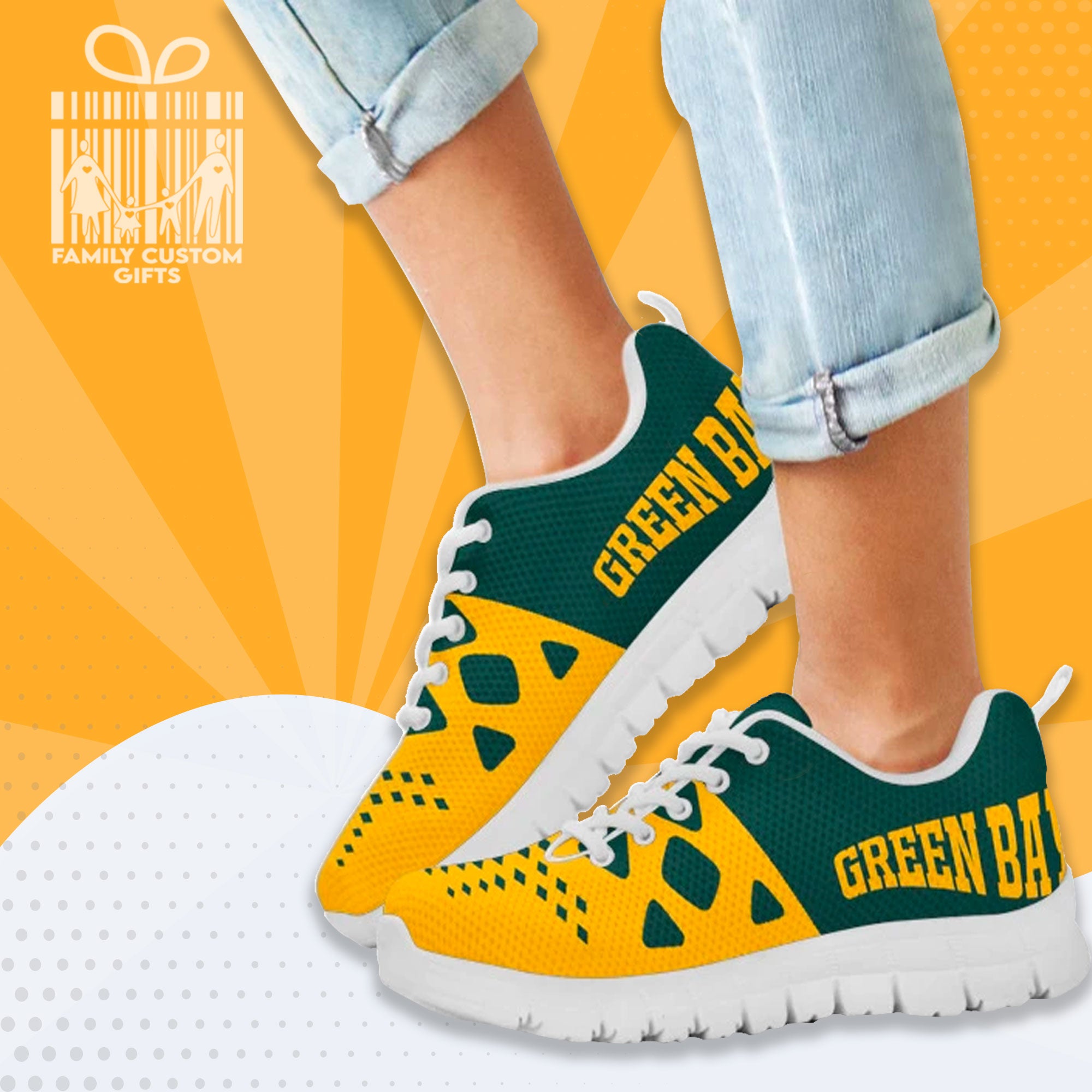 Green Bay Packers Custom Shoes For Men Women 3D Print Fashion Sneaker Gifts For Her Him