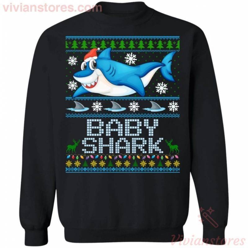 Baby Shark Family Ugly Sweater Style Christmas Sweatshirt Funny Gift MT10