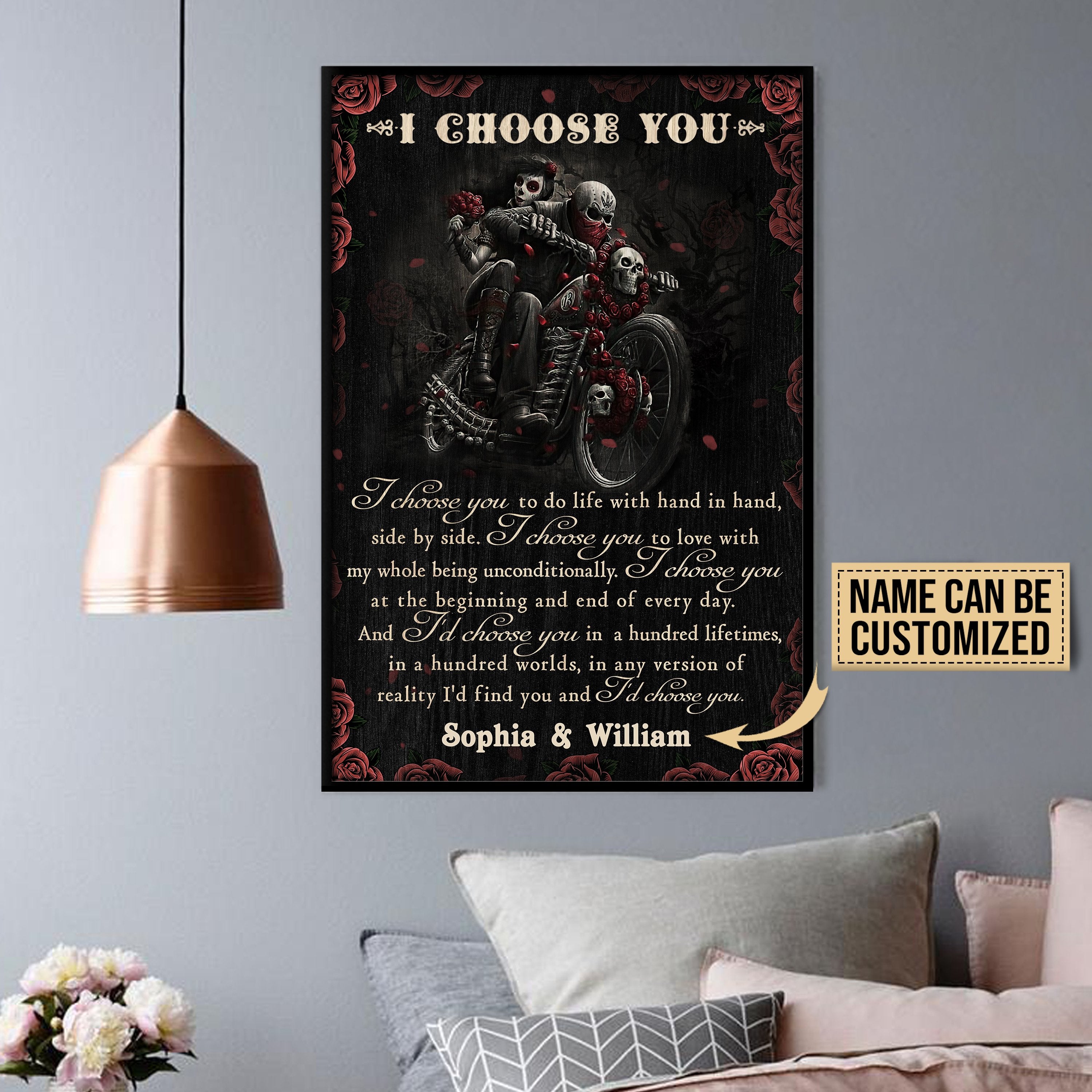 Aeticon Gifts Personalized Motorcycling Couple I Choose You Canvas Mom Dad Gift Home Decor