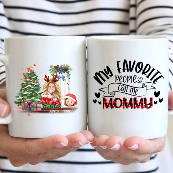 Custom Personalized Mommy And Kids Xmas Coffee Mug – Mom With Upto 5 Kids – Christmas Gift For Mom – T1Ighh