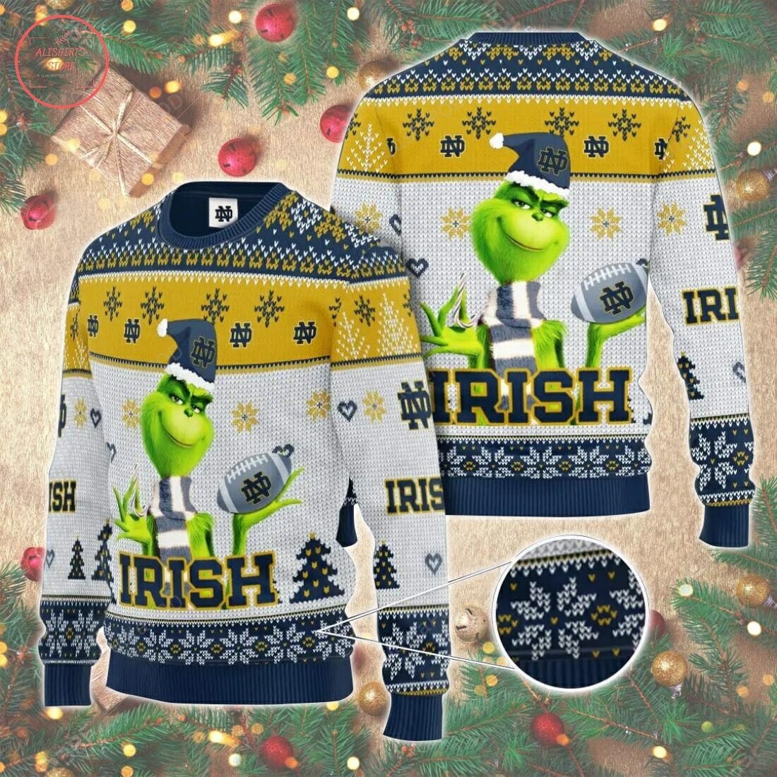 Notre Dame Fighting Irish The Grinch Ugly Sweater