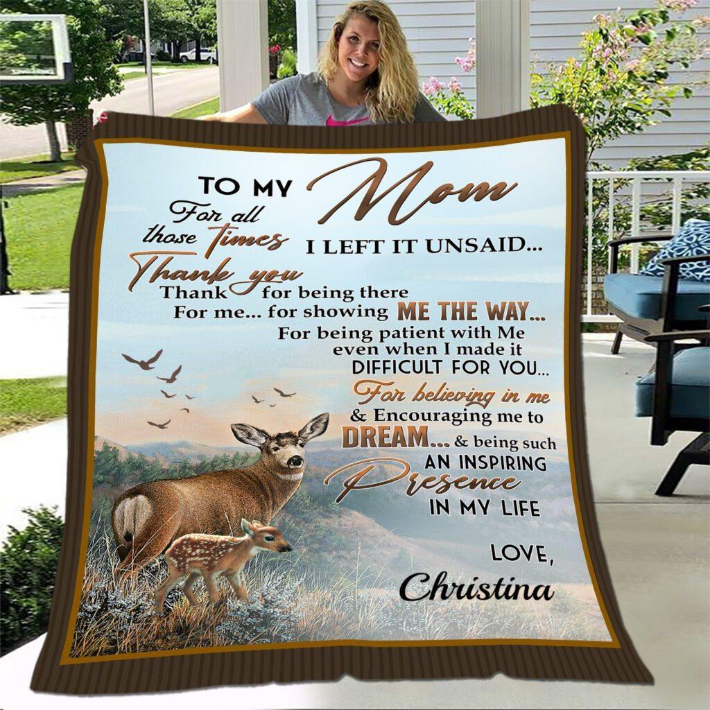 [Personalized Name] Deer To My Mom – Gift For Mother’S Day, Unique Gifts Home Decor Gift For Family – Sherpa Blanket Fleece Blanket