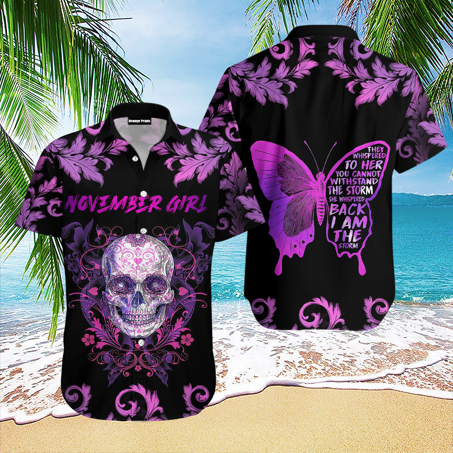 Skull Butterfly November Girl Hawaii Shirt For Men Women Ha47254