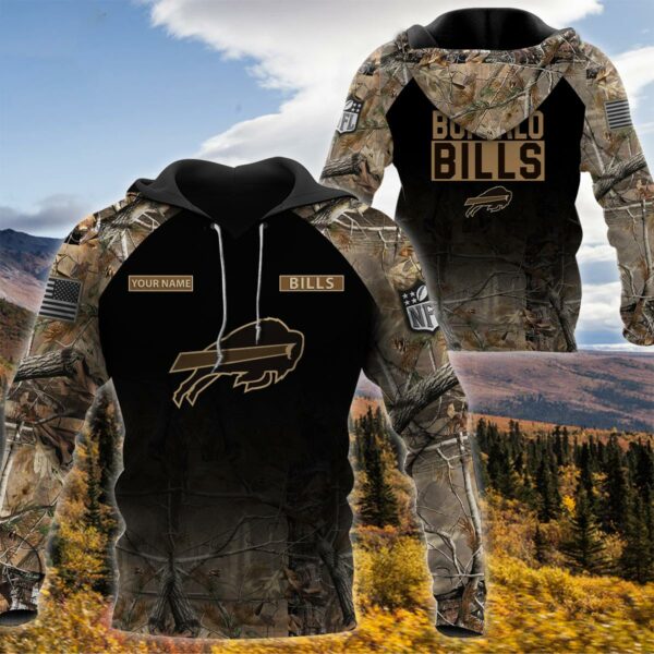 04-Buffalo Bills -Personalized Your Name Hunting Camo Style-3D Hoodie,T-Shirt, Sweatshirt, Zipper-Ds005