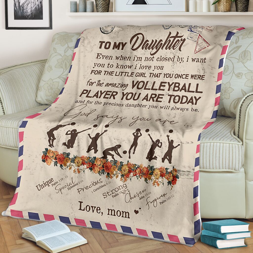 To My Daughter Volleyball Player You Are Today Blanket Gift For Daughter From Mom Birthday Gift Home Decor Bedding Couch Sofa Soft And Comfy Cozy