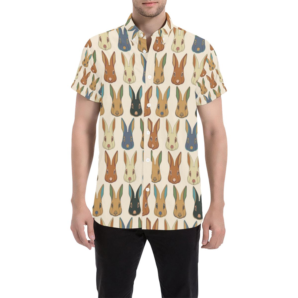 Rabbit Pattern Print Design Rb04 Men Button Up Shirt