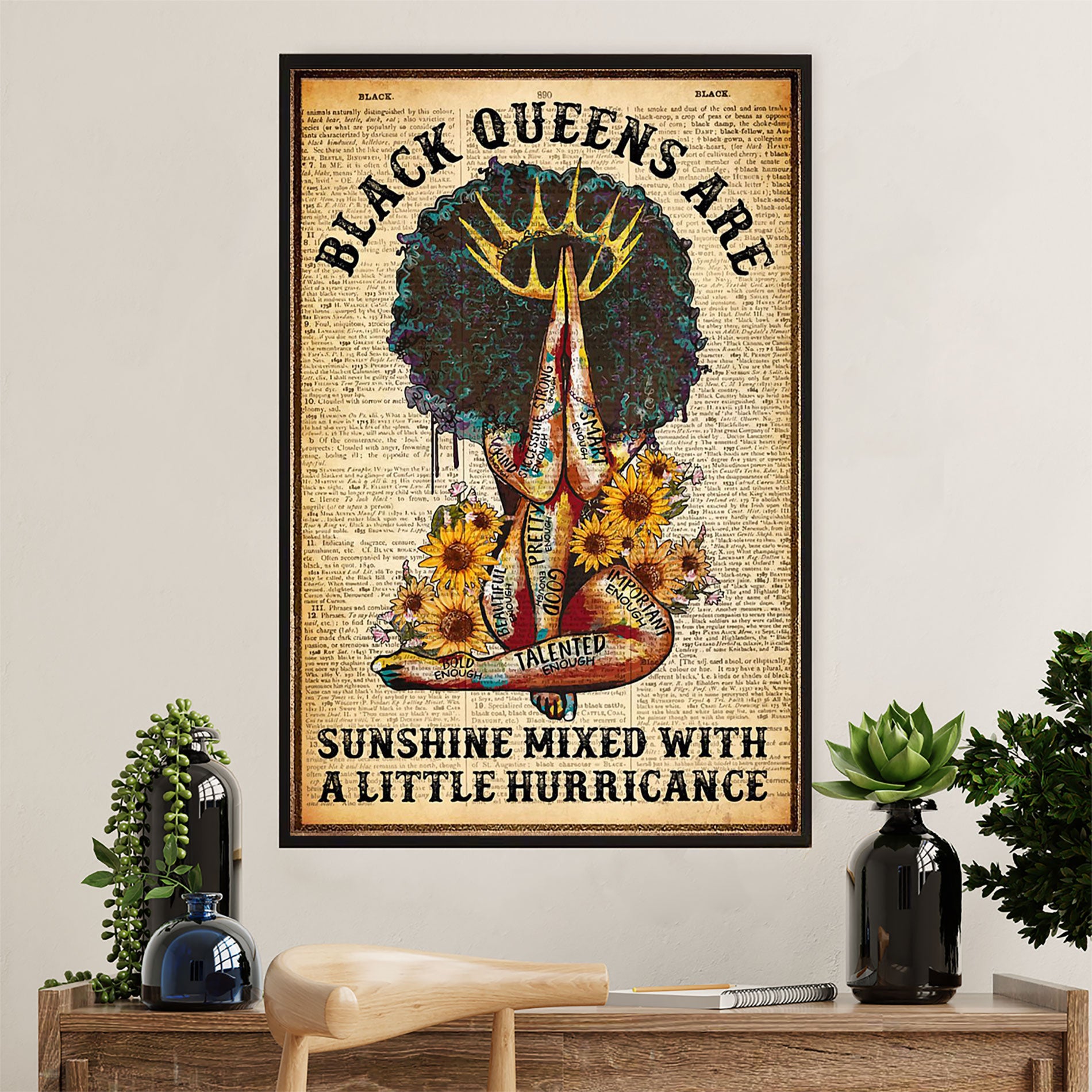 African American Afro Poster Prints | Black Queens Are | Wall Art Gift For Black Girl