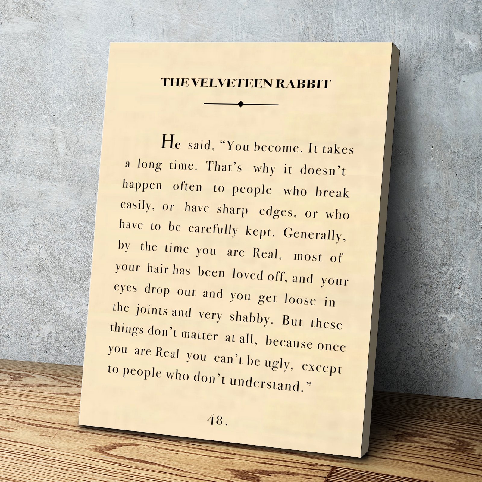 The Velveteen Rabbit Vintage Book Page Literary Quote Art Print Portrait Vintage Poster Canvas Wall Art Décor Gift