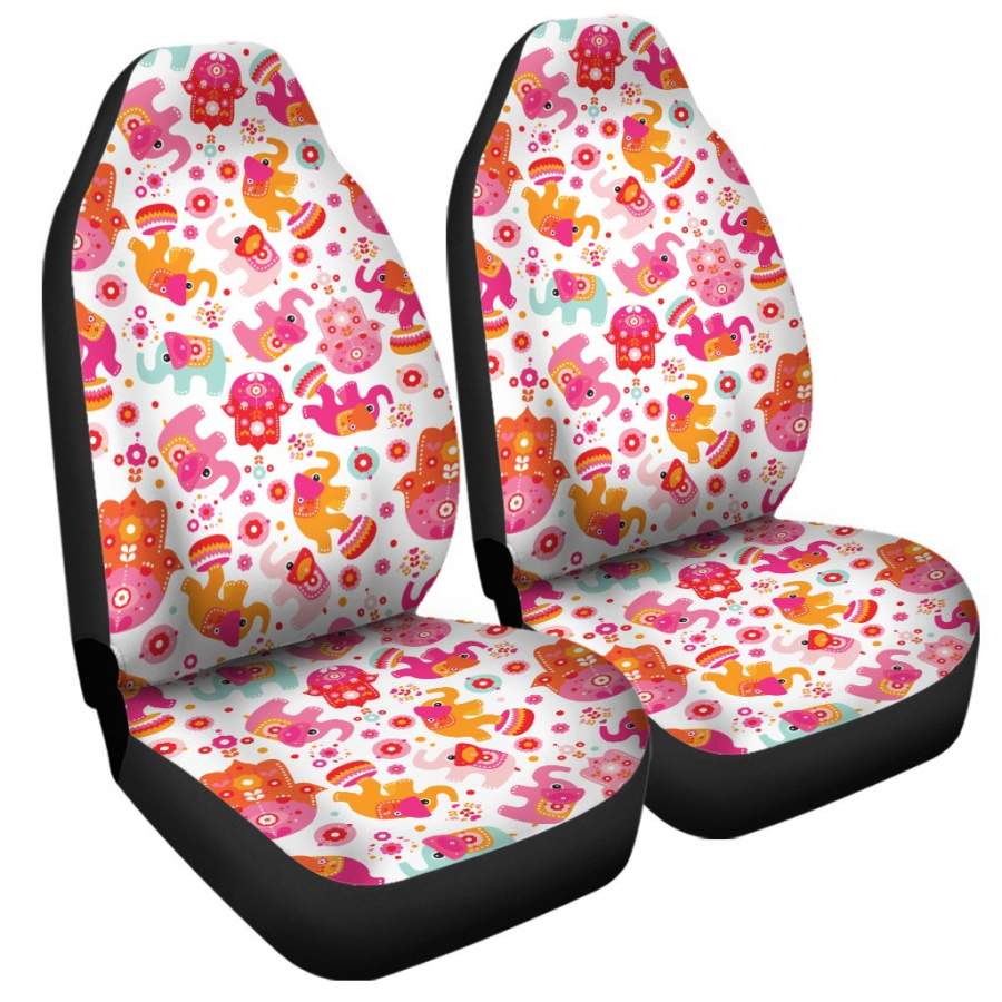 Girly Elephant And Hamsa Pattern Print Universal Fit Car Seat Covers