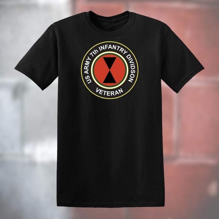 Men’s 7th US Army Infantry Division Veteran T-Shirt Slim Sports Tee S-4XL Black