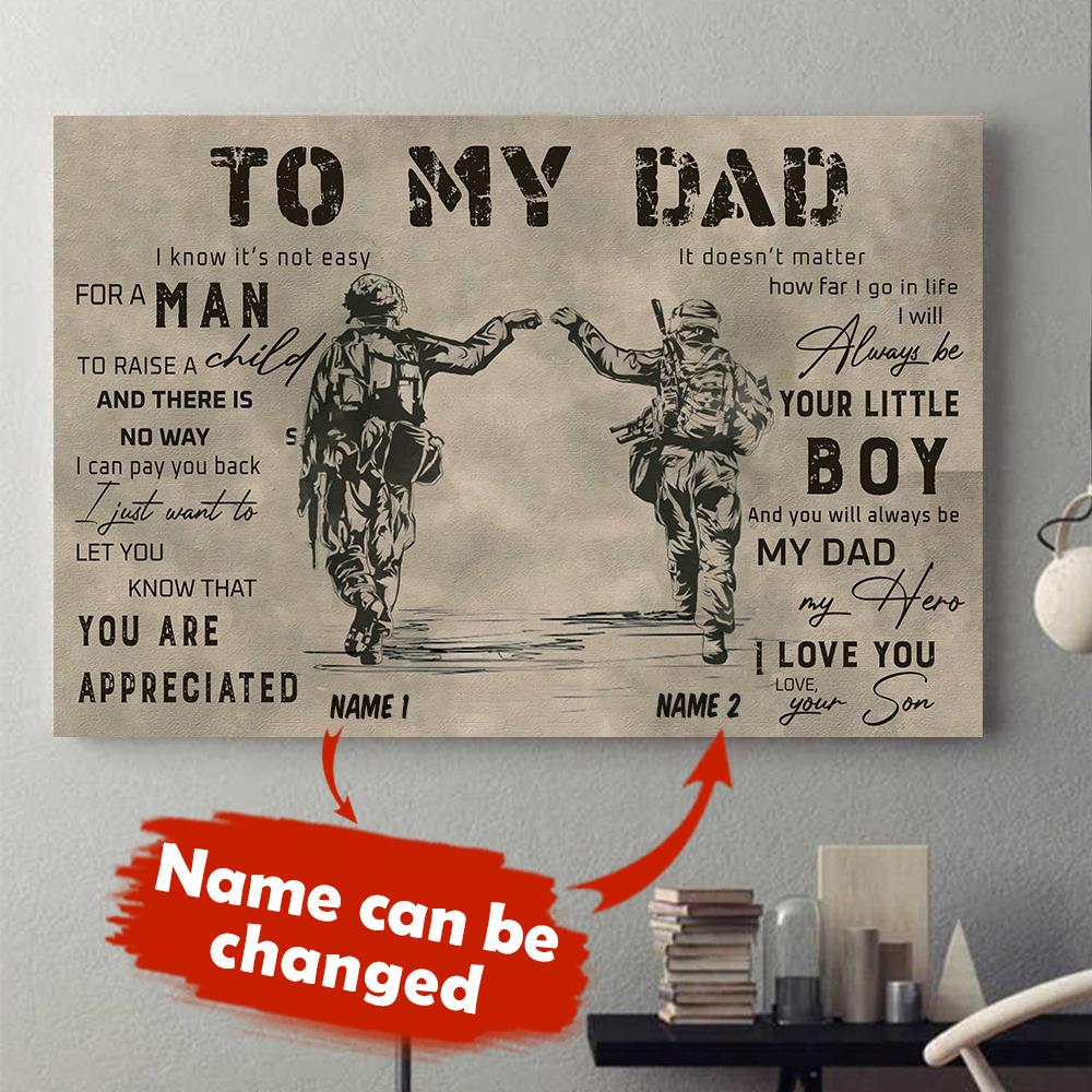 To My Dad Canvas Personalized Painting Art Home Decoration Gift Idea