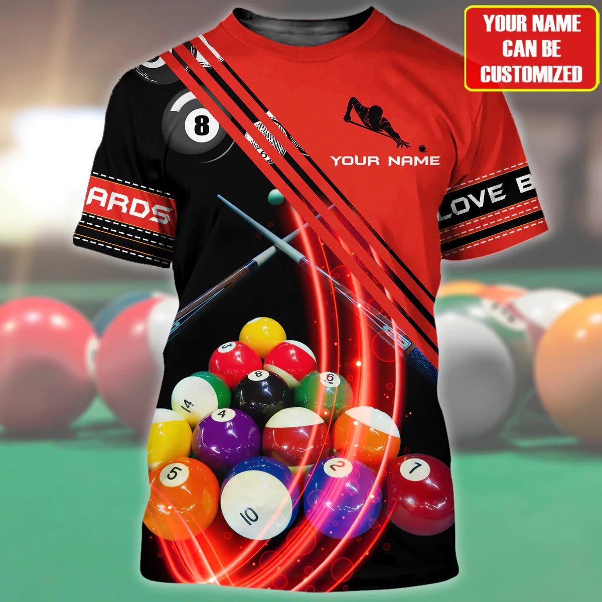 Custom 3D Red Billiard Shirt, Colorful Billiard Tshirt Men Women, Billiard Player Uniform, Billiard Lover Gift