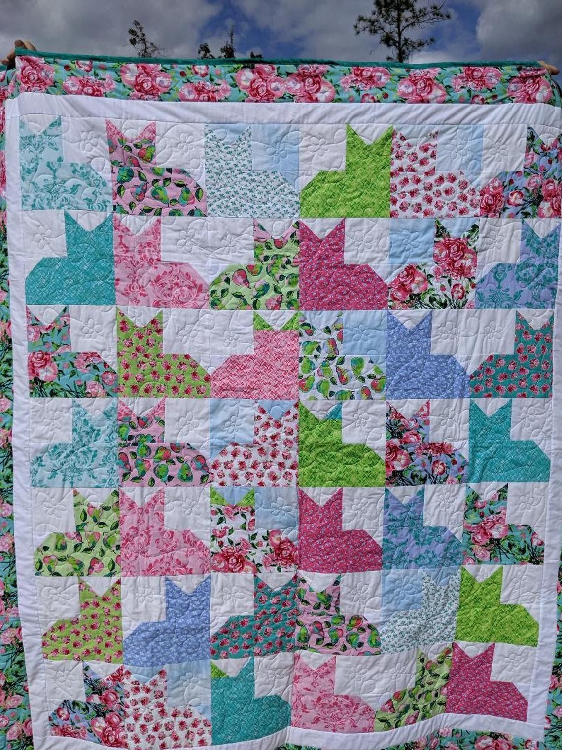 Flowers Cat GS-CL-DT2205 Quilt Blanket