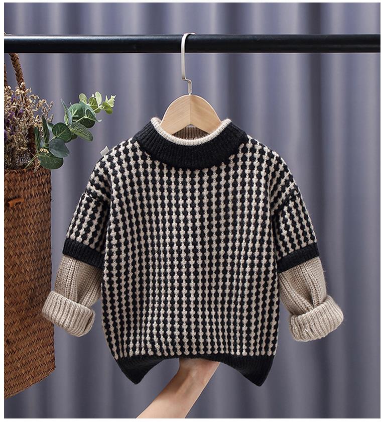 Boy’s sweater autumn winter outfit is thickened circular collar cover hea alx