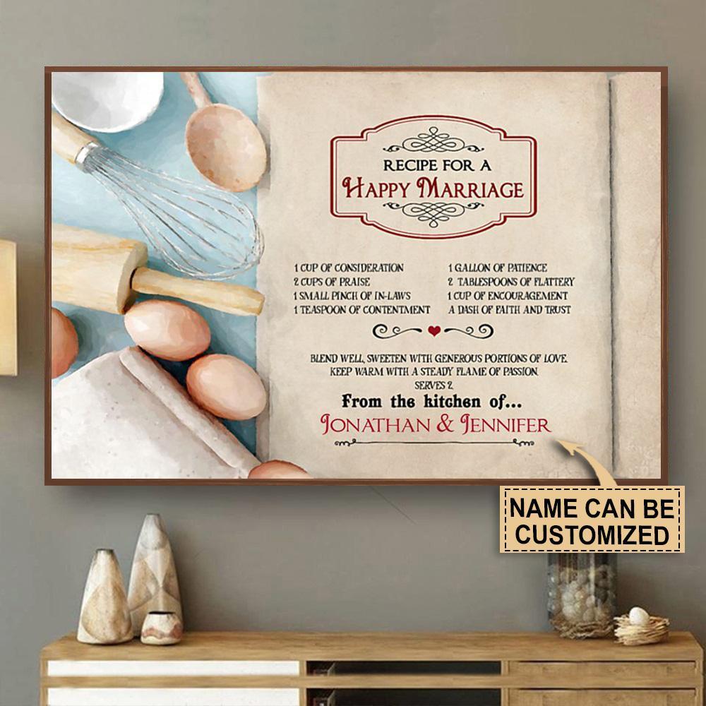 Aeticon Gifts Personalized Recipe For A Happy Marriage Canvas Mom Dad Gift Home Decor