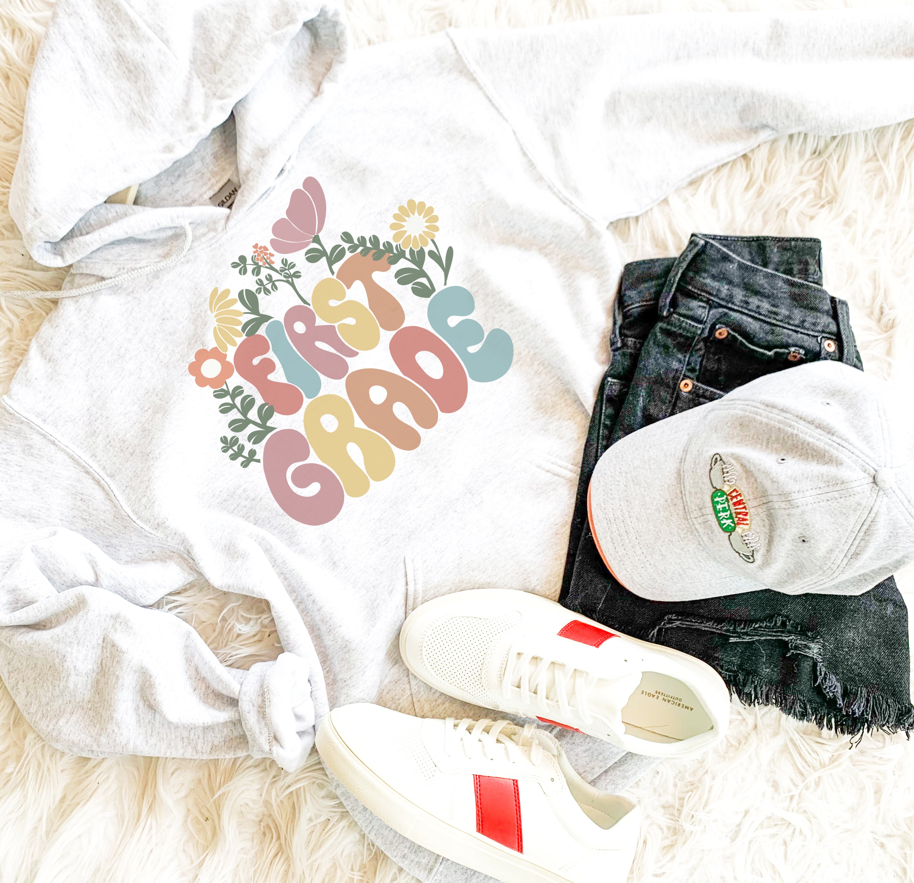 Flower First Grade Teacher Sweatshirt