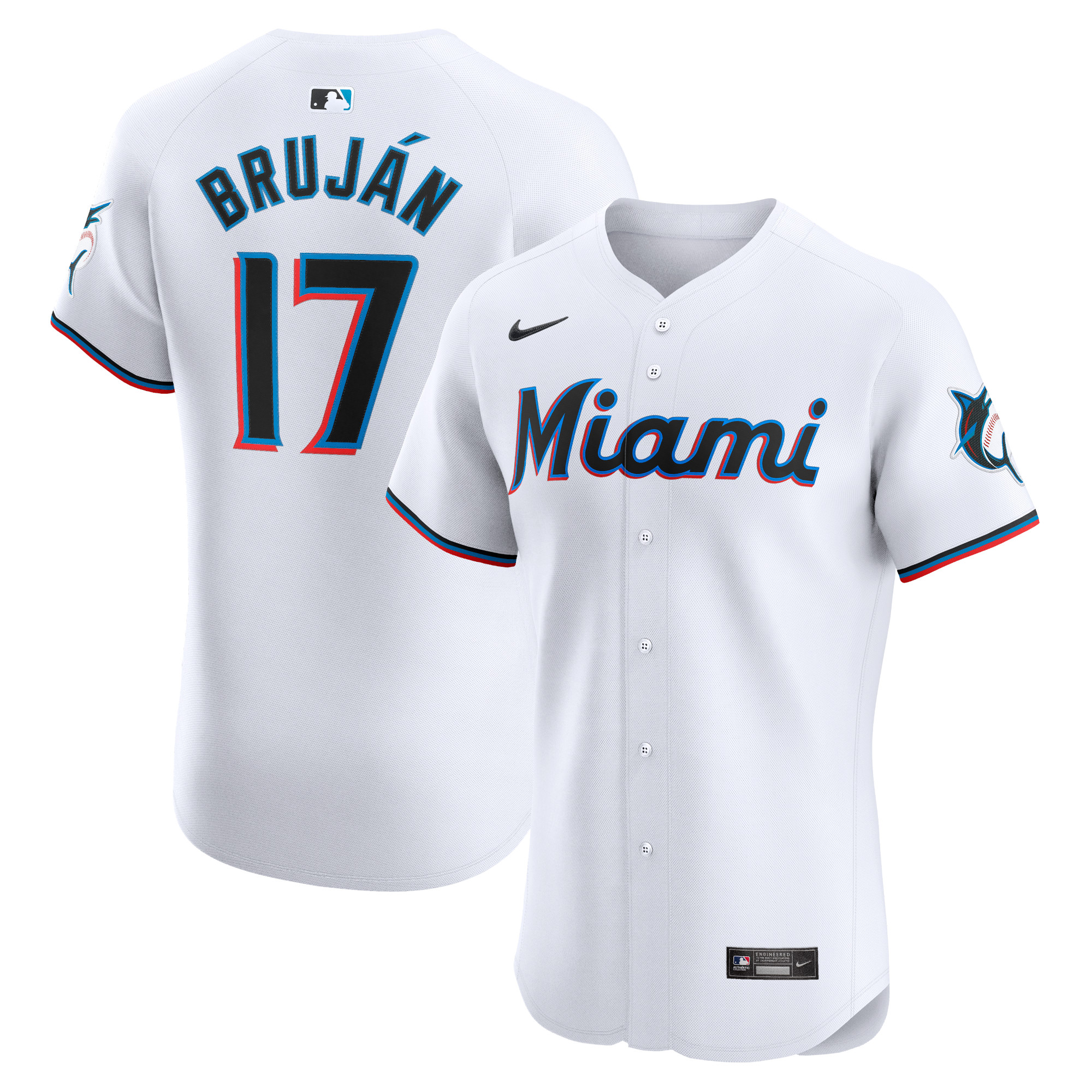 Vidal Brujan Miami Marlins Home Elite Player Jersey – White