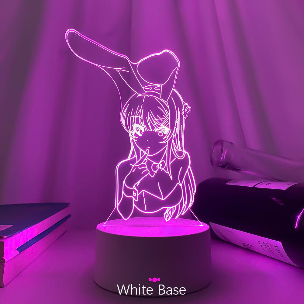 3D Illusion Led Nightlights ANIME Light Lamp Multi Color Changing Lampara BUNNY GIRL SENPAI MAI SAKURAJIMA KAWAII For Xmas Gift alx