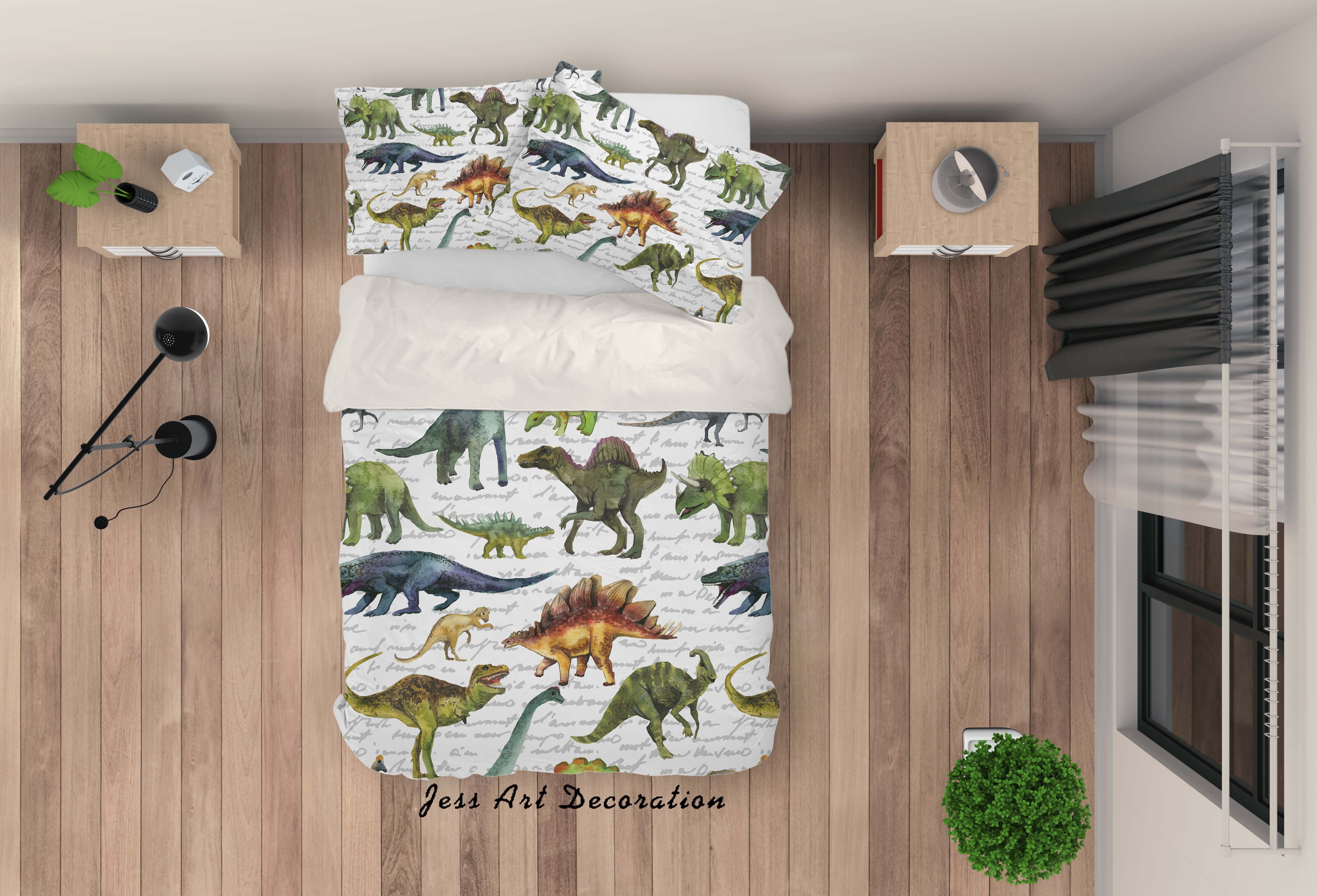 3D Colorful Dinosaur Animal Pattern Quilt Cover Set Bedding Set Duvet Cover Pillowcases Lxl