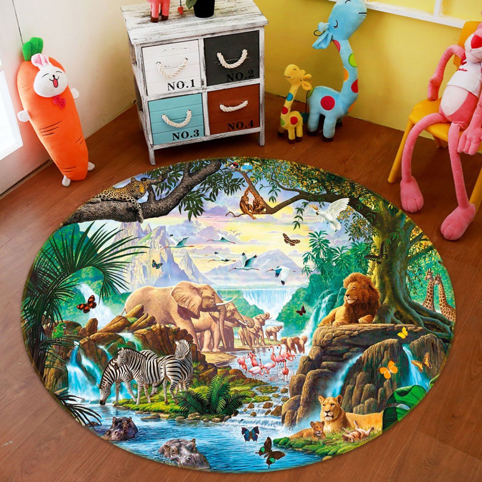 3D Forest Animals 72259 Round Rug – Round Carpet Home Decor